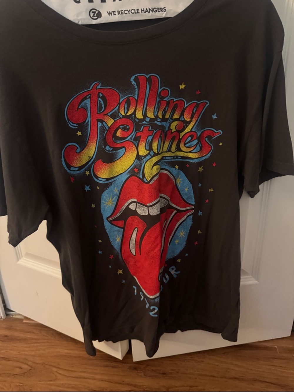 Daydreamer Rolling Stones Black Tee with Red, Yellow & Blue Graphic